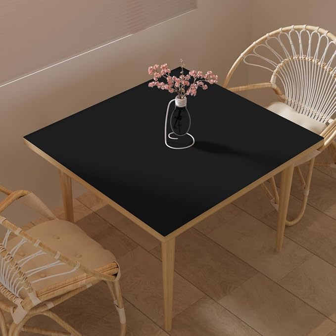 Zinkooat Desk Cover Protector - 34x34 Inch Waterproof Easy to Clean Can Conceal Flaws Protector The Table Top from Scratches Used for Dining (Black+Black 34x34)