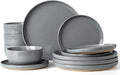 Famiware Milkyway 12-Piece Stoneware Dinnerware Set, Dark Gray