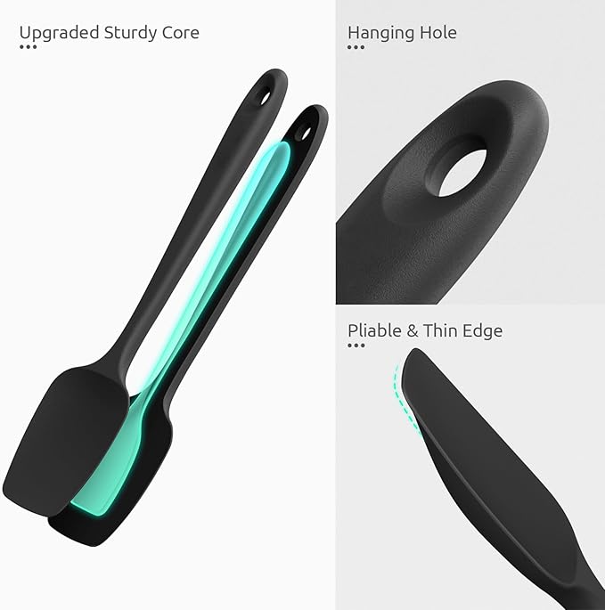 U-Taste Silicone Spoon Spatula Set of 3, 600°F High Heat Resistant, Black
