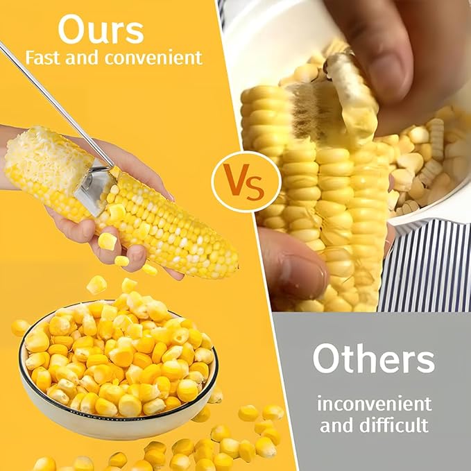 3 Pcs Corn Peeler, Corn stripper for corn on the cob remover tool 304 Stainless Steel with Ergonomic Handle Easy to Use Corn Peeler for Corn on the Cob Safe Durable Kitchen Tools with Hand Protect