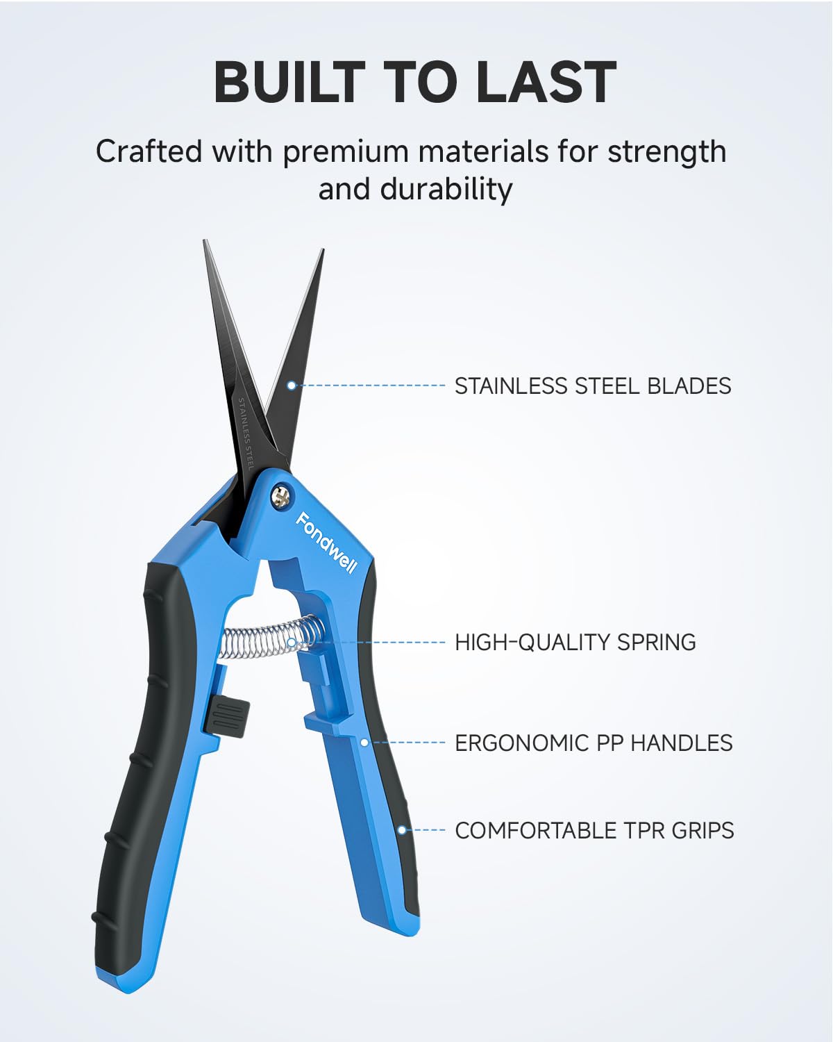 Fondwell 6.5" Small Pruning Shears for Gardening, Plant Trimming Scissors