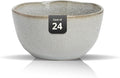 Organic Shape Highland Ceramic Cereal Bowl, 24pcs 5.5 Inch Handmade Reactive Glaze Stoneware Rice bowl with Wavy Edge, for Kitchen, Microwave & Dishwasher Safe, Scratch Resistant-grey