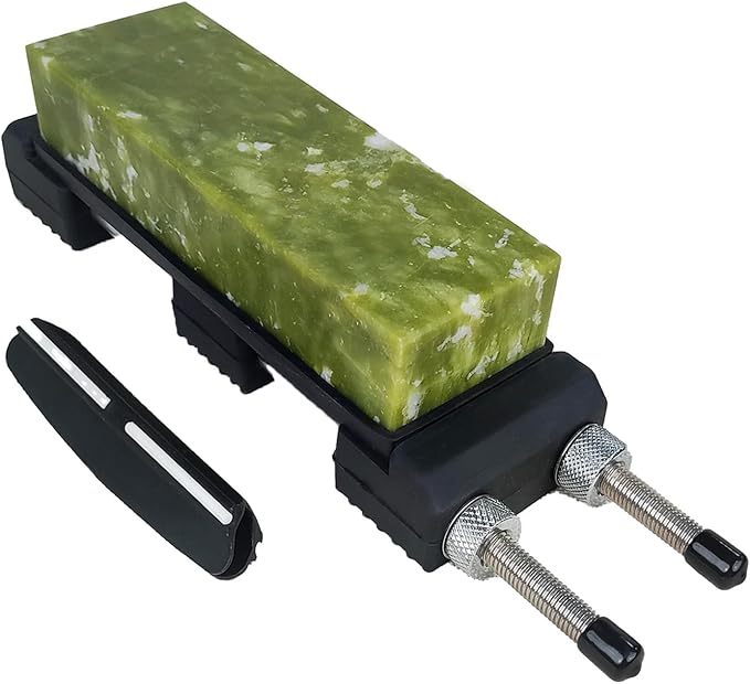 Knife Sharpening Stone,10000 Grit Sharpener Whetstone Final Fine Polishing Natural Green Honing Oilstone for, Knives Tools,Cutting Tools, Angle Guide and Non-Slip Rubber Base (SET-D)