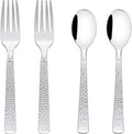KIRE 400PCS Silver Plastic Forks and Spoons Disposable-Heavy Duty Plastic Silverware Set Silver Spoons and Forks-200 Forks and Spoon for Parties/Birthday/Wedding/Father's Day