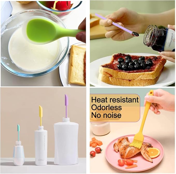 KLAQQED 9Pcs Spatulas Silicone Heat Resistant Silicone Spatula Set Small Mini Long Jar Spatulas for Nonstick Cookware, Rubber Silicone Spoon Spatula Set for Baking Mixing Cooking Kitchen Utensils Set