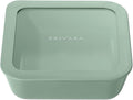 BRIVARA HOME Glass Food Storage Container with Lid, 5-Cup Medium Square | Microwave-Safe Airtight Lid, Oven-Safe Ceramic-Coated Glass | Zero Plastic, No PFAS/PFOA/BPA, Reusable [Willow]