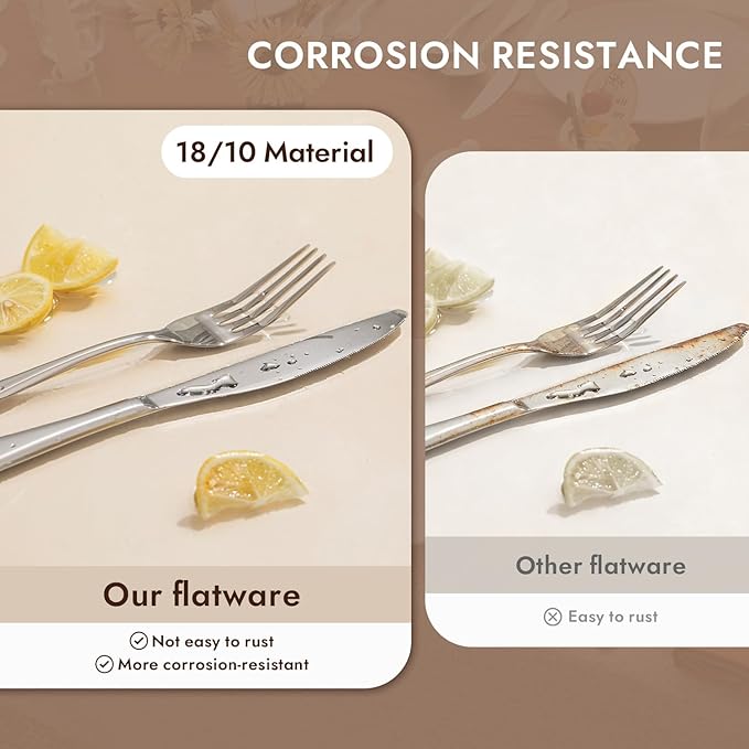 KINGSTONE 60-Piece Silverware Set for 12,18/10 Stainless Steel
