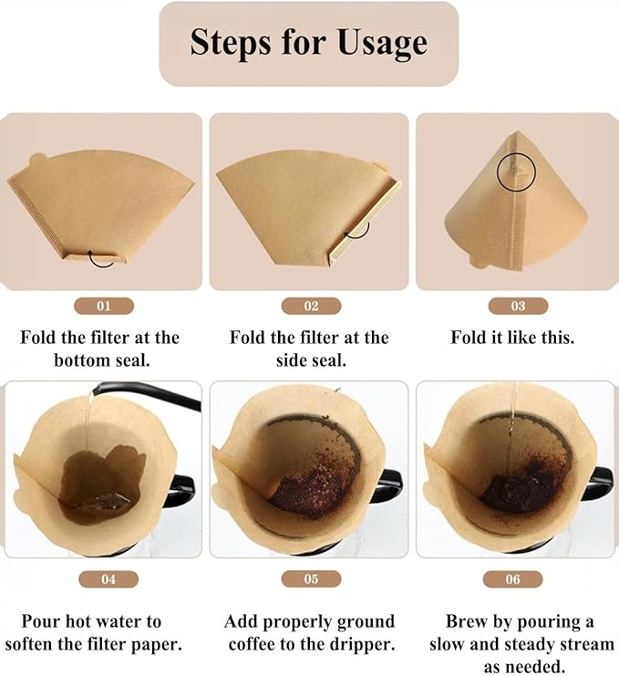 Coffee Filters #4, Cone Coffee Filters 8-12 Cup，Natural Unbleached,100P
