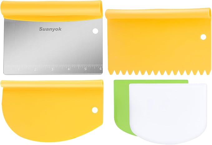 Suanyok Bench Dough Cutter-Flexible Plastic Bowl Scraper,Yellow