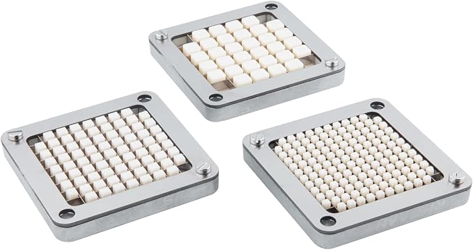 Rismanor 1/2" 1/4" 3/8" Multi-model universal Stainless Steel Replacement Chopper Blade & Pusher Block Set For Commercial Vegetable Cutter Dicer Strip Interchangeable Blade (3/8 inch)