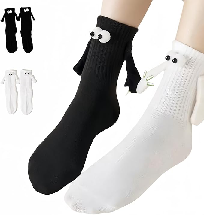 Oneastern 2 Pairs Magnetic Holding Hands Socks Funny Couple Gifts, Best Friend, Engagement, Anniversary, Teens Gag Cute Weird Stuff
