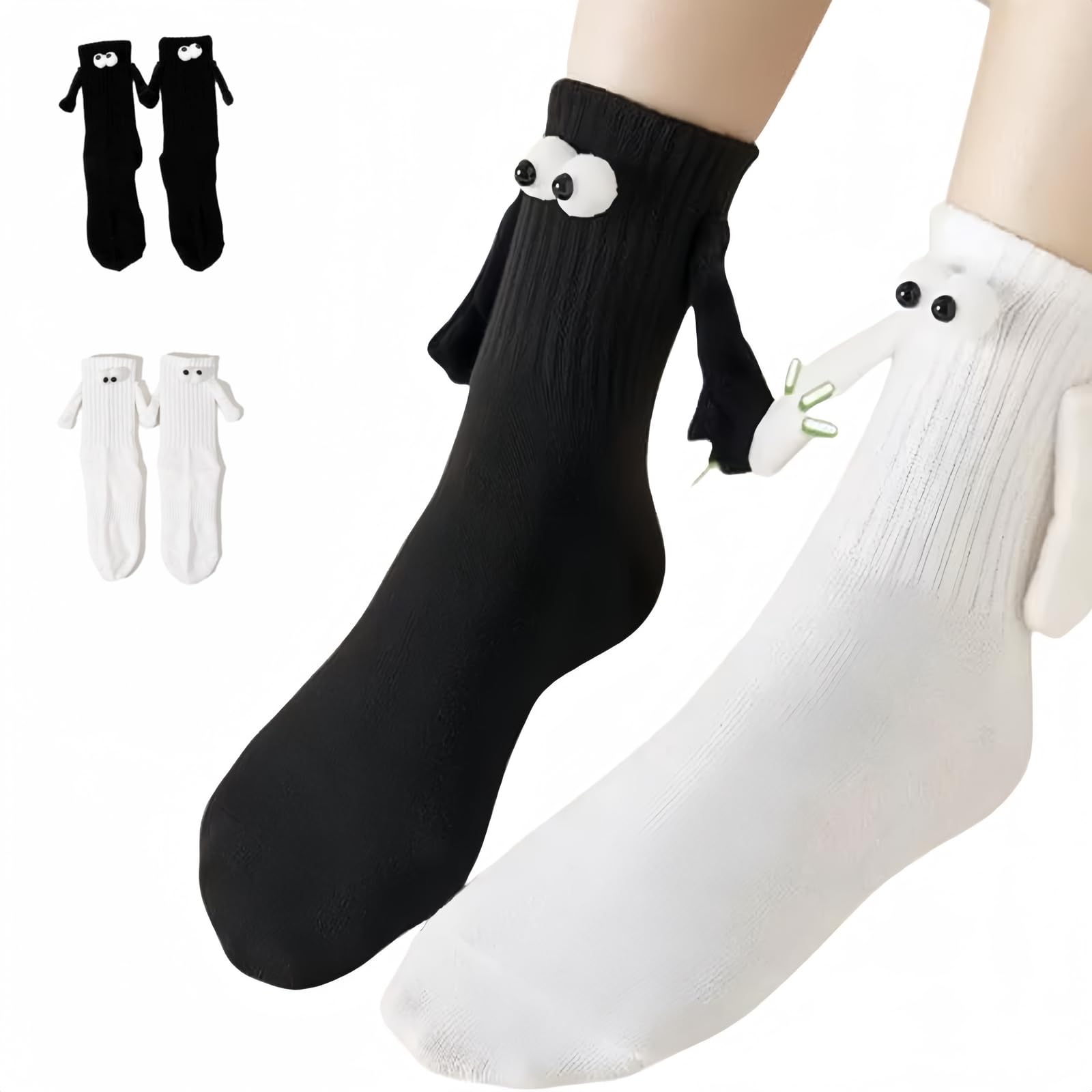 Oneastern 2 Pairs Magnetic Holding Hands Socks Funny Couple Gifts, Best Friend, Engagement, Anniversary, Teens Gag Cute Weird Stuff