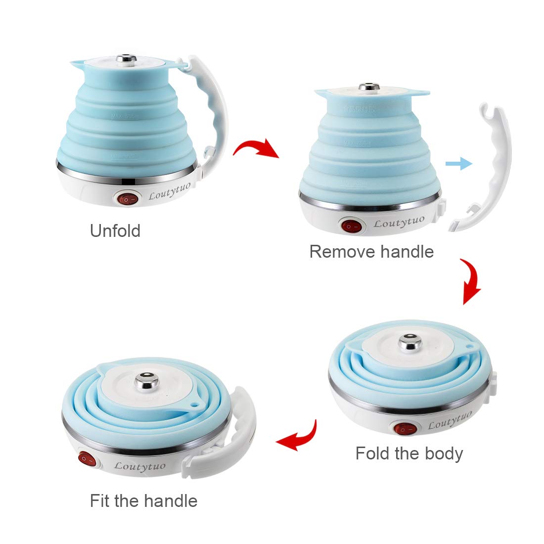 Food Grade Silicone Portable Collapsible Electric Travel Kettle