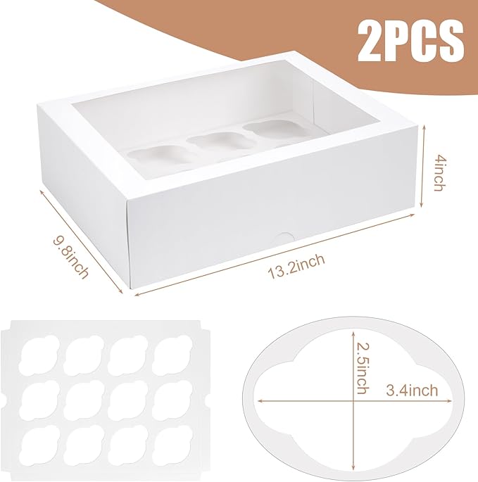 VGOODALL 12 Count Cupcake Container, 2PCS Cupcake Containers with Window