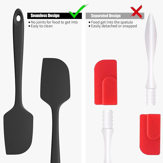 Doosu 600°F Heat Resistant Silicone Spatula Scrapers (Set of 3, Multi-3)