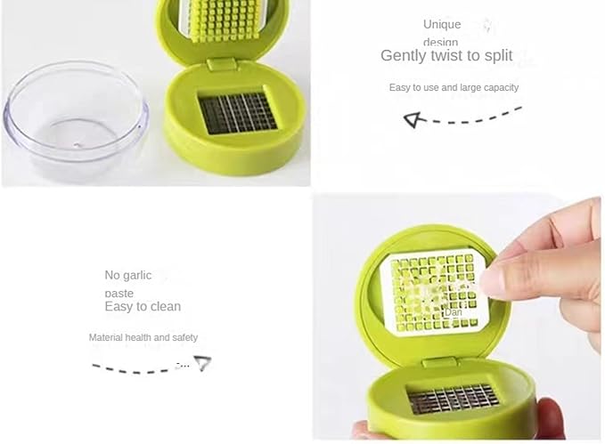 HXLIANG Garlic Press Dicer Wheel, Plastic Garlic Masher, Simple Household Manual Kitchen Tool with Garlic Press Box (rotundity)