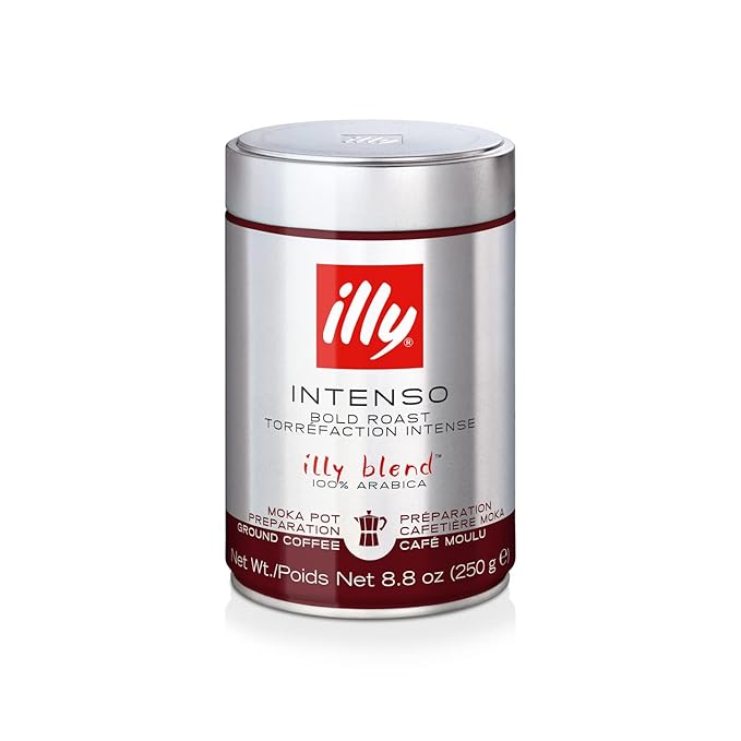 illy Ground Moka Coffee, Intenso Dark Roast, 8.8oz, 6 Pack