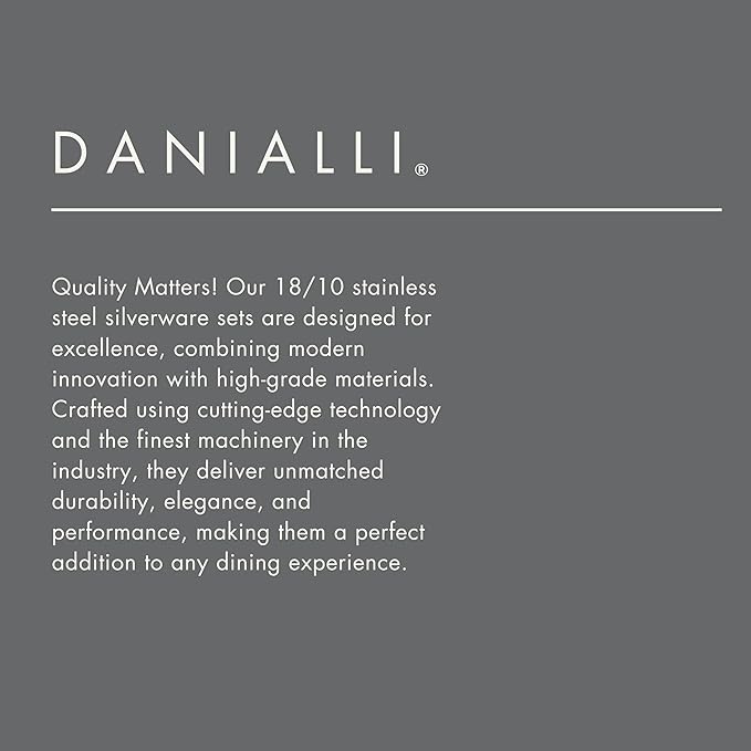 DANIALLI Silverware Set for 16 | 18/10 Stainless Steel Flatware Set | Mirror Finish, Heavy-Duty, Dishwasher Safe, Elegant & Durable, Built to Last (80-Piece, Marettimo)