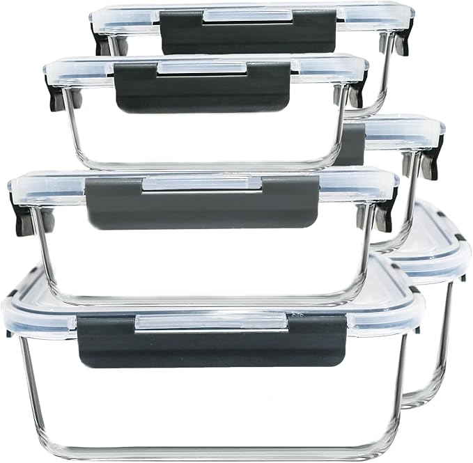 M MCIRCO 6 Pack Extra Large Glass Food Storage Containers with Lids