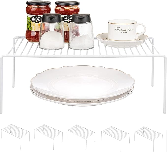 GEDLIRE Cabinet Storage Shelf Rack Set of 6, Medium (13 x 9.4 inch) Rustproof Metal Wire Kitchen Cabinet Organizer and Storage, Cupboard Spice Shelf Rack for Plate, Dish, Counter & Pantry Organization