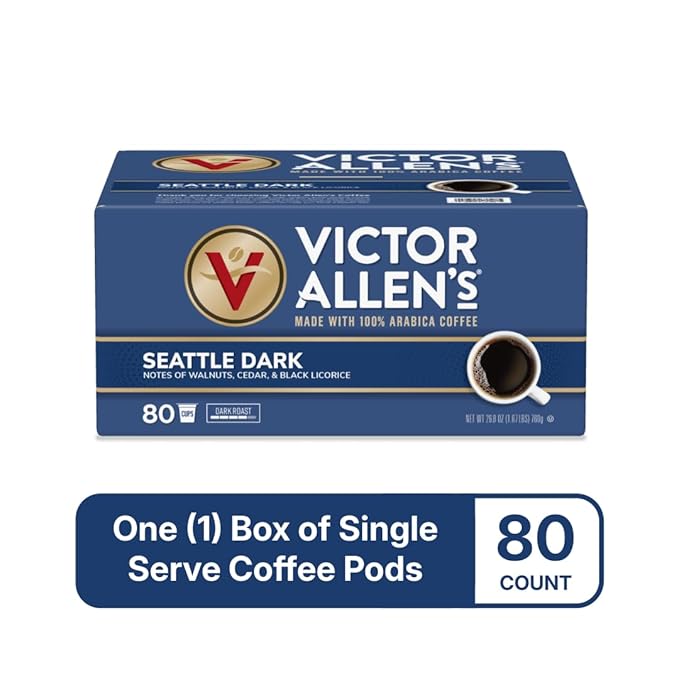 Victor Allen's Seattle Dark, Dark Roast, 80 Count, Single Serve Coffee Pods