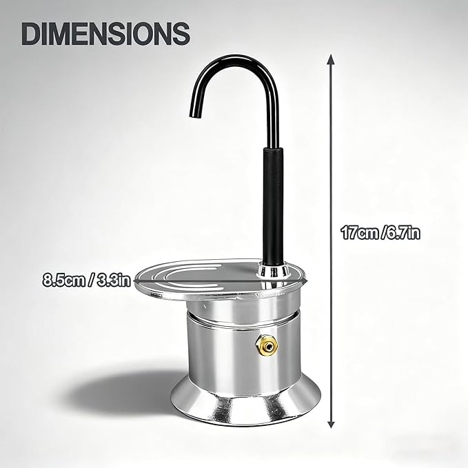 WINXYMIN 50ml Mini Aluminum Moka Pot - Single Tube Espresso Maker, 2.2 fl oz Compact Aluminum Body with Safety Valve & Black Handle, Portable Brewing for Home, Office & Travel