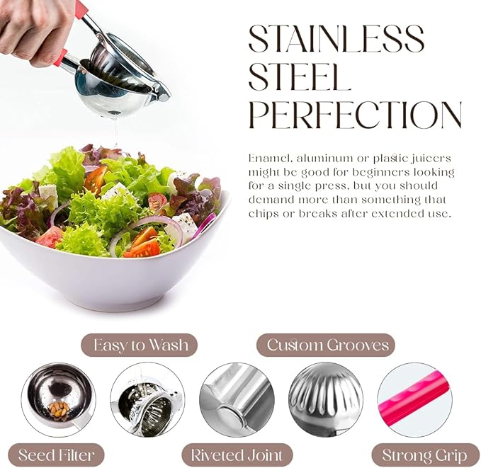 Bellemain Metal Lemon Squeezer, Stainless Steel Citrus Juicer,cranberry