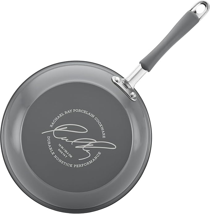 Rachael Ray Cucina Nonstick Cookware, Sea Salt Gray Pots and Pans Set, 12-Piece