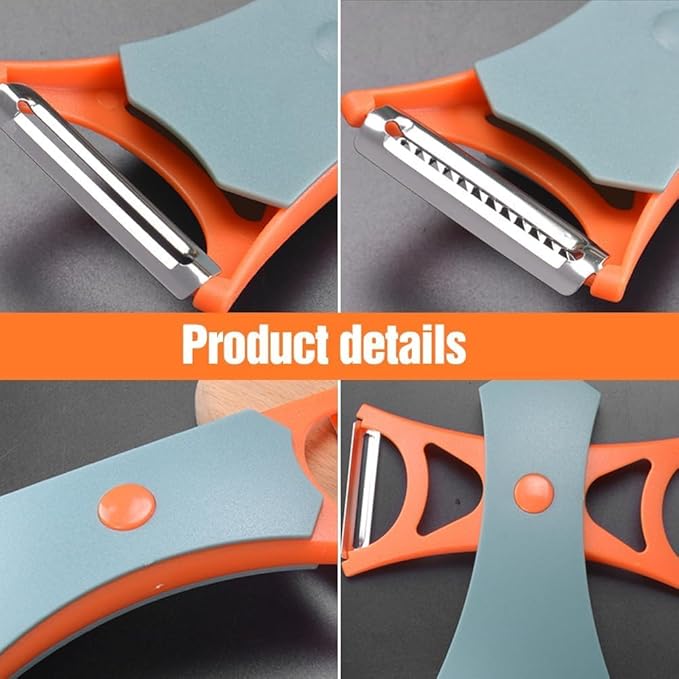 2 In 1 Fruit Peeler,Peeling and shredding Vegetables Potato Vegetable Peeler Carbon Steel Blade,Multi Function Stainless Steel Vegetable Peeler with Straight and Serrated Blades (2PCS-A)