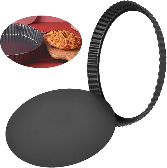 Moofey Tart Pan with Removable Bottom, Non Stick Quiche Baking Dish, Large Fluted Quiche Pan for Baking, 13 Inch