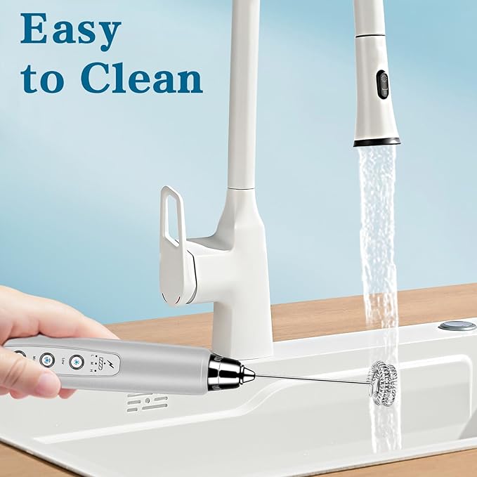 Milk Frother Wand Rechargeable Handheld Whisk Coffee 3 Speed Adjustable