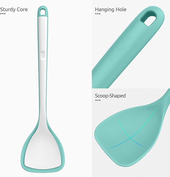 U-Taste Silicone Wok Spatula, 600ºF Heat Resistant Stir Fry Tool, Aqua Sky
