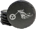 Decorative Motorcycle Flame Slate Coasters Set of 8 – Round – USA Made