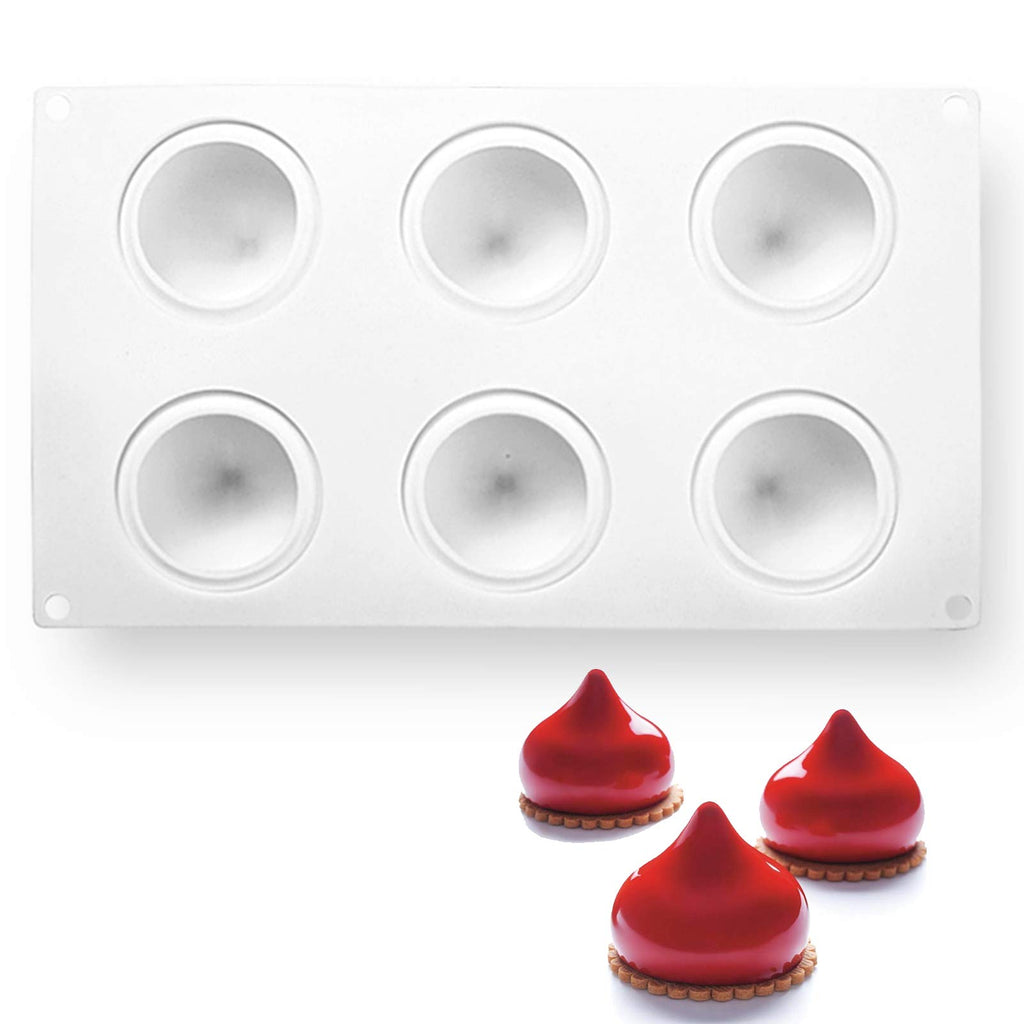 OCPO Kitchen Teardrop Silicone Mold for Baking Mousse Cake, 6 Cavities