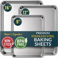 Stainless Steel Cookie Sheet Set of 3, 9/12/16" Baking Sheet Pans