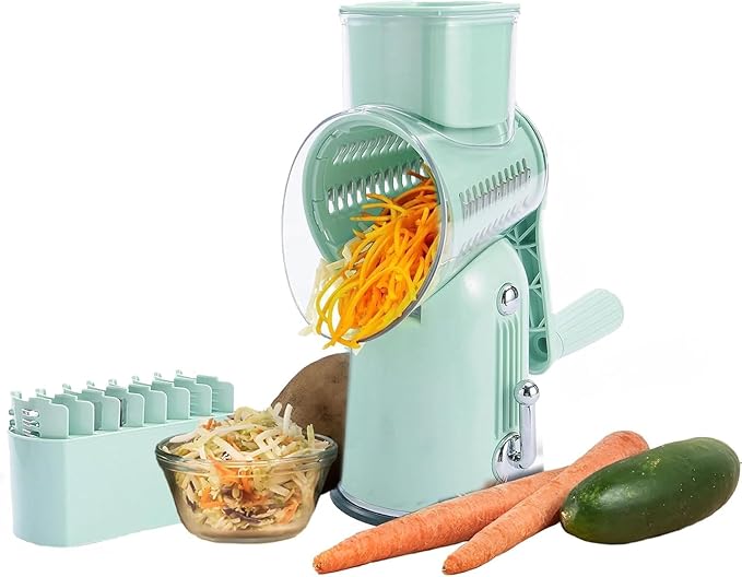 Chef Power's 5 in 1 Rotatory Cheese Grater - Premium Quality Hand Cheese Grater With Handle - Food Chopper for Kitchen