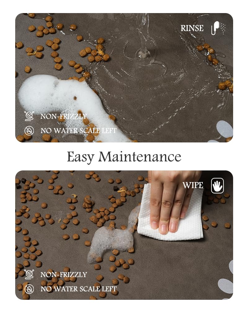 Pet Feeding Mat-Absorbent Dog Mat for Food and Water Bowl-No Stains Quick Dry Water Dispenser Mat-Dog Accessories Pet Supplies-Bowl for Messy Drinkers（Brown,16"x24"