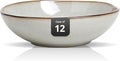 Organic Shape Highland Ceramic Serving Bowl, 12pcs 9 Inch Handmade Reactive Glaze Stoneware 40oz Bowl with Wavy Edge, for Kitchen, Microwave & Dishwasher Safe, Scratch Resistant-grey