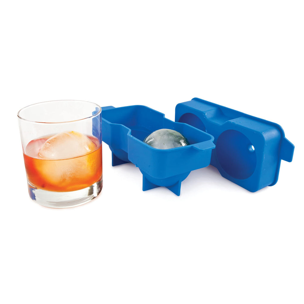 True Sphere Ice Tray, Silicone Mold for 2.25 Inch Extra Large Ice Balls, Easy to Release, Perfect for Whiskey, Bourbon, Cocktails, Mixed Drinks, Bar Cart Accessories, Home Bar Gifts, Set of 1, Blue