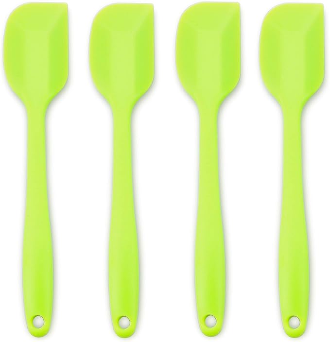 4-Piece Silicone Spatula Set with Stainless Steel Core, Green