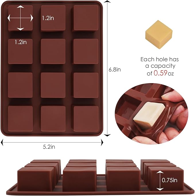 Wax Melts Molds Silicone, 3 Pcs 12-Cavities Chocolate Molds