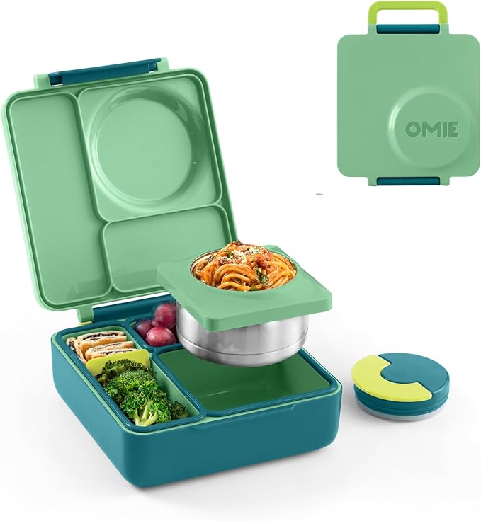 Omie OmieBox Kids Insulated Leakproof Bento Lunch Box with Food Jar (Meadow)