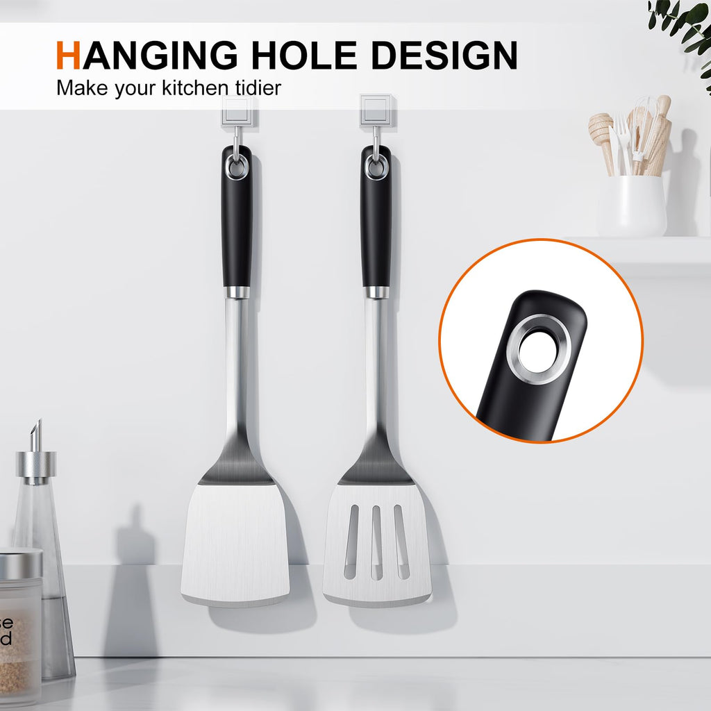 Stainless Steel Spatula Set, 1PC Heavy Duty Turner/Metal Spatula, High Heat Resistant Kitchen Cooking Utensils, Ideal Cookware for Frying Steak, Fish, Eggs or Pancakes