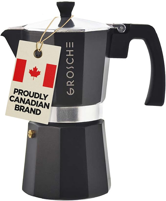 GROSCHE Milano Stovetop Espresso Maker Moka Pot 9 espresso Cup 15.2oz Black