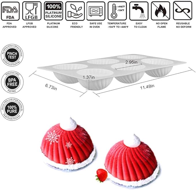 OCPO Kitchen 3D Spiral Silicone Mold for Baking Mousse Cake, 6 Cavities