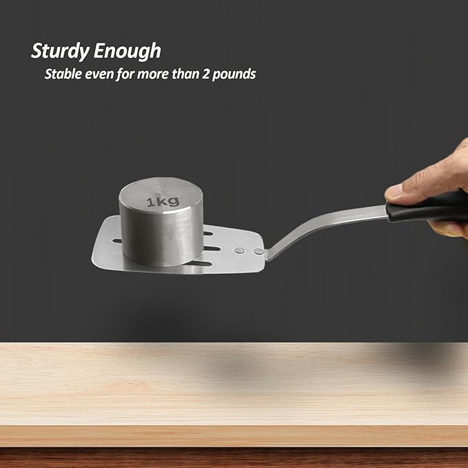 Stainless Steel Spatula, Flexible Metal Slotted Turner for Cast Iron Skillet, Thin Blade and Heat Resistant Silicone Handle, Great for Egg, Cookie, Meat, Crep, Small
