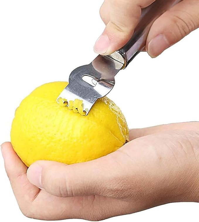 JJLFresheners Stainless Steel Lemon Zester Grater with Channel Knife and Hanging Loop Lemon Orange Citrus Zester Grater Grips Kitchen Tool Practical Processed Graters, Peelers and Slicers, 1, Silver