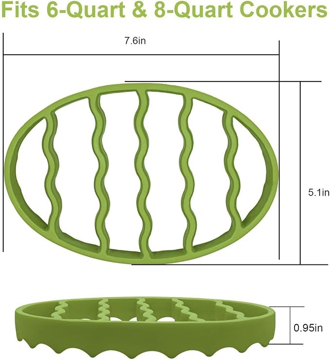 GHYUOPIEF Slow Cooker Silicone Rack, Used for Roasting Pot Cooking Steamer Silicone Pressure Cooker Baking Accessories Compatible with 6 quarts and 8 quarts Stove (Oval, Green, red)