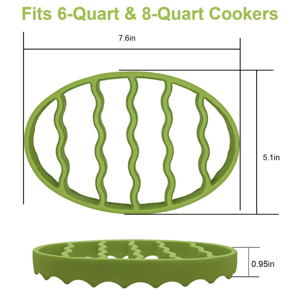 GHYUOPIEF Slow Cooker Silicone Rack, Used for Roasting Pot Cooking Steamer Silicone Pressure Cooker Baking Accessories Compatible with 6 quarts and 8 quarts Stove (Oval, Green, red)