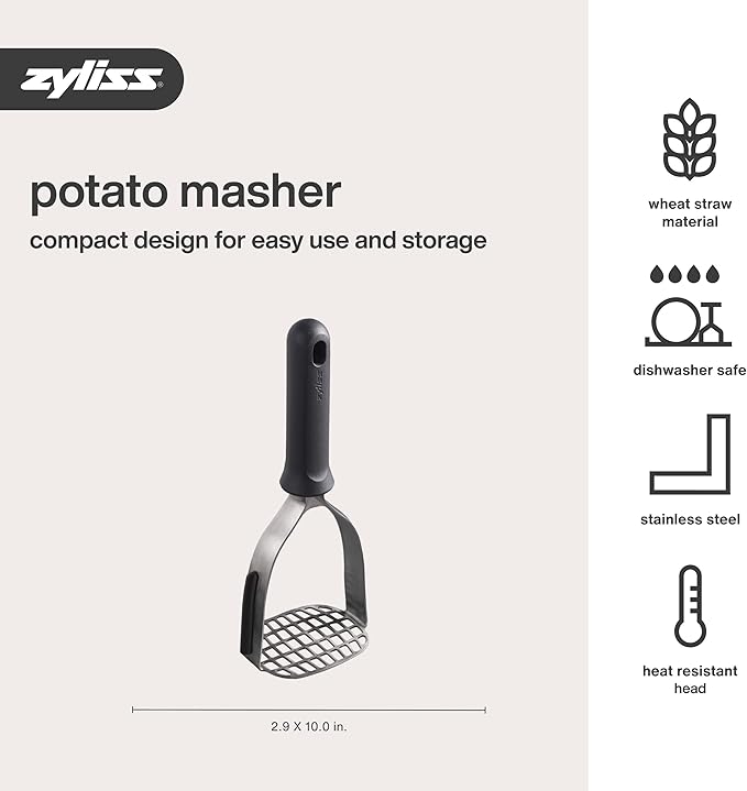 Zyliss Potato Masher Robust Stainless Steel Food and Vegetable Masher
